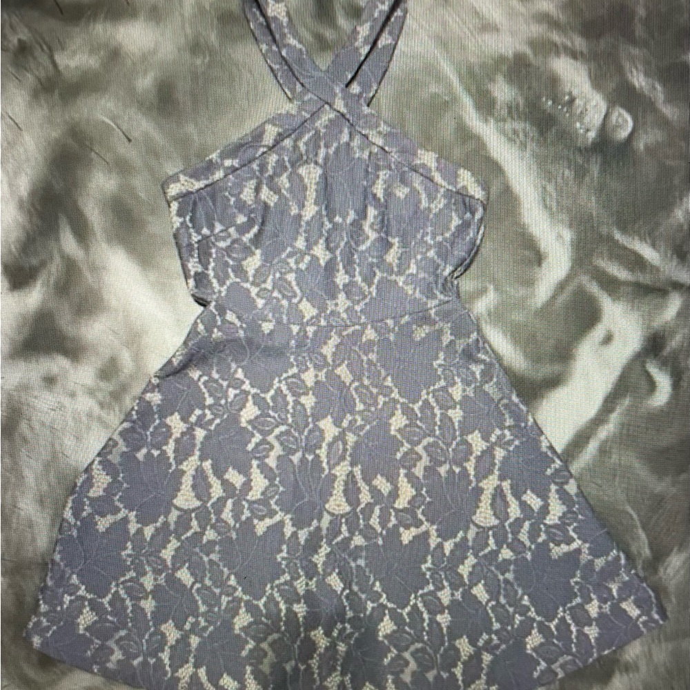 NEW She + Sky Blue Nude Lace Halter Dress Size Medium